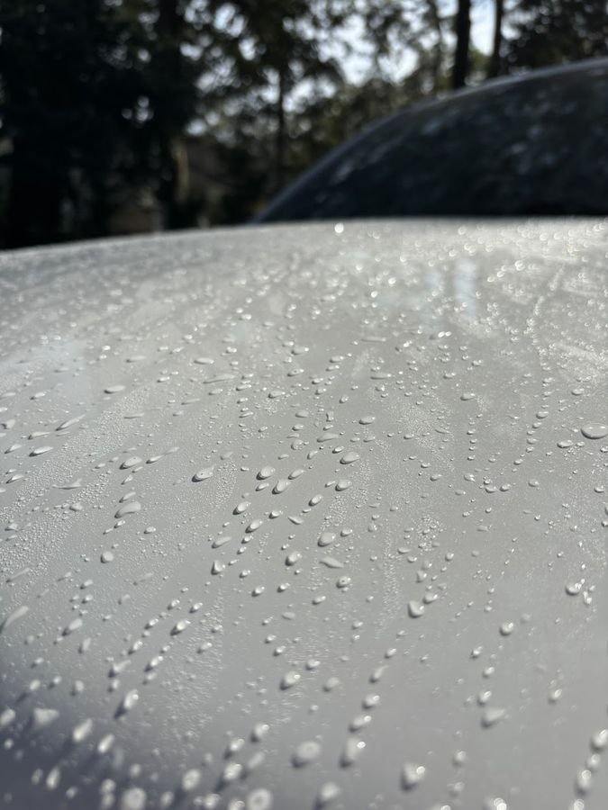 Water beading on a ceramic coated hood