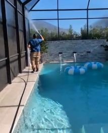 Soft washing a pool enclosure in Jacksonville FL